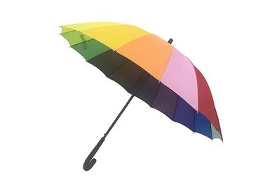 16 Rippen-Regenbogen-Farbfördernde Golf-Regenschirm-stärkerer Metallrahmen