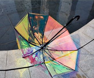 Buntes schillerndes Hologramm-transparenter Regen-Regenschirm für Regen-windigen Tag