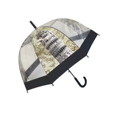 Haube formen klaren POE-Regenschirm mit Landschafts-Drucken