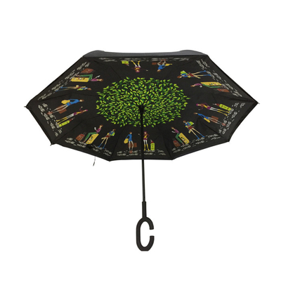 Kundenspezifischer c-Griff-umgekehrte Regenschirm-windundurchlässige RückDoppelschicht