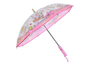 Kundengebundener Mädchen-rosa Regenschirm-einfaches Handbuch-offener Gebrauch 19 Zoll mit LED auf Spitzen