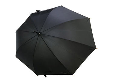 Schwarzes J-Stock-Holzgriff-Regenschirm-Polyester-Gewebe-leichtes Antiuv
