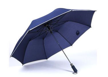 2 faltende kundenspezifische Logo-Golf-Regenschirme, Golf-Regenschirm für Regen mit Relective-Rohrleitungs-Abdeckung