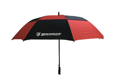 Schwarzer roter doppelter Überdachungs-windundurchlässiger Golf-Regenschirm-Wind-beständiger Griff-Kunststoffgriff